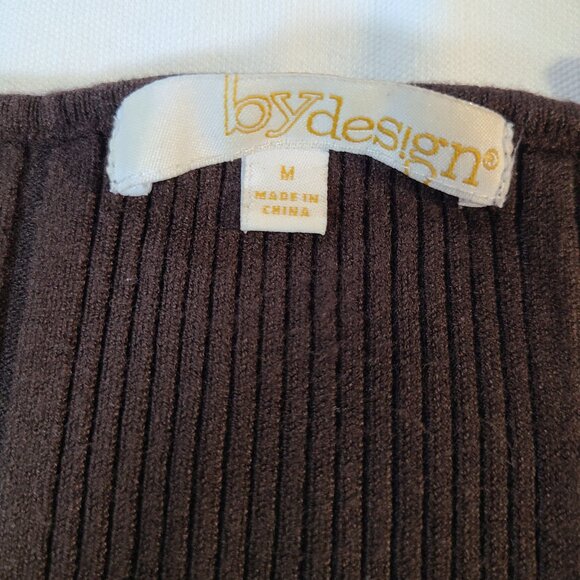 ByDesign Ribbed Slim Fit Sweater M Long Sleeve Brown Stretch Knit Top - Picture 3 of 8